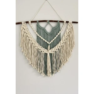 Floral Macrame Design  Baklava Dilimli 2 Renkli Dekoratif Makrome Duvar Süsü