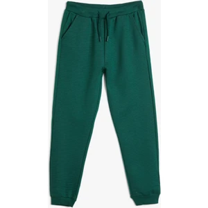 Jogger Eşofman Altı Cepli Beli Bağlamalı Dokulu Pamuklu