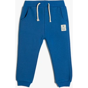 Jogger Eşofman Altı Aplike Detaylı Beli Bağlamalı Şardonlu