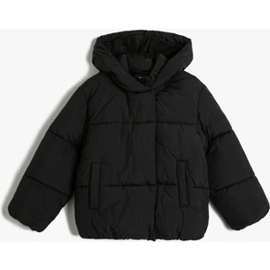 Kapşonlu Şişme Mont Cep Detaylı Manşetleri Lastikli