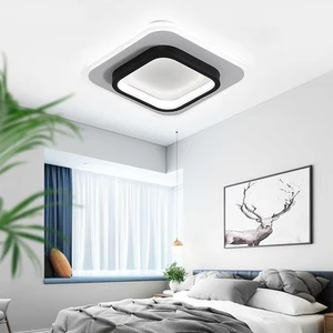 24W LED Üç Renkli Dimmable Kare Tavan Işığı, Yatak Odası Için Grafik Demir Gövde Tavan Işığı, Koridor, Balkon (Yurt Dışından)