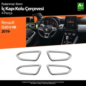 Renault Clio 5 Krom İç Kapı Kolu Çerçevesi 4 Parça 2019 ve Üzeri