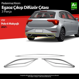 VW Polo 6 HB Makyajlı Krom Egzoz Çıkışı Difüzör 3 Prç. 2021 Üzeri