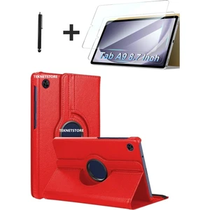 Samsung Galaxy Tab A9 8.7 Inç Tablet Uyumlu 360 Döner Pu Deri Kılıf Seti Standlı SM-X110