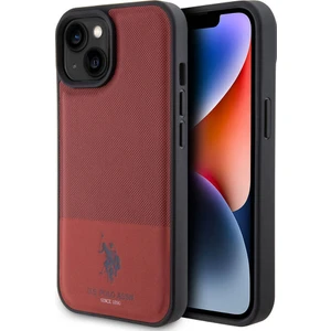 U.S. Polo Assn. iPhone 15 Kılıf U.s. Polo Assn. Orjinal Lisanslı Suni Deri Baskı Logolu Örgü Desenli Kırmızı