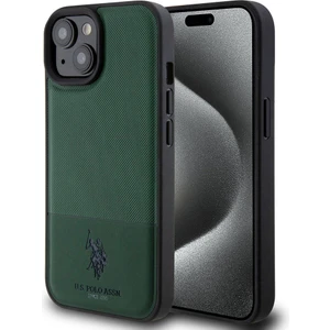 U.S. Polo Assn. iPhone 15 Kılıf U.s. Polo Assn. Orjinal Lisanslı Suni Deri Baskı Logolu Örgü Desenli Yeşil