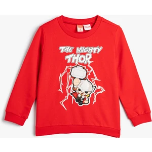 Thor Sweatshirt Lisanslı Uzun Kollu Bisiklet Yaka Pamuklu Şardonlu