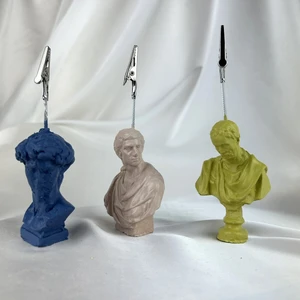 Oasis Decoration David Brutus ve Michelangelo Heykel 3'lü Not Tutucu Set Gri Mavi Krem Küf Yeşili