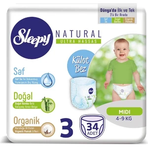 Natural Külot Bebek Bezi 3 Beden Midi 34lü