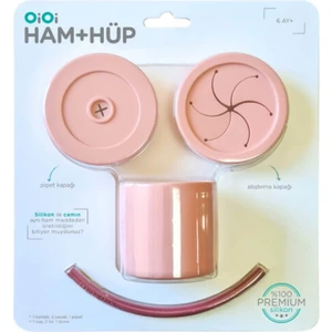 Oioi Ham Hüp Pipetli Bardak Seti 6+ Ay Pembe - Bordo