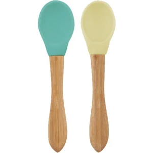 Silikon Bambu Saplı Mama Kaşığı 2li 9+ Ay Yeşil - Sarı