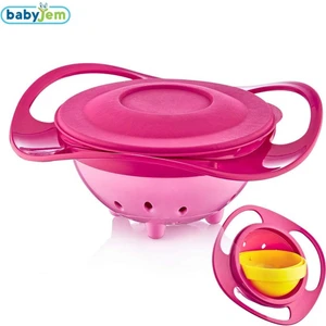 Babyjem Dökülmeyen Bebek Mama Tabağı - 360 Derece Döner Kapak, Bulaşık Makinesinde Yıkanabilir, Pembe, 6 Aydan İtibaren