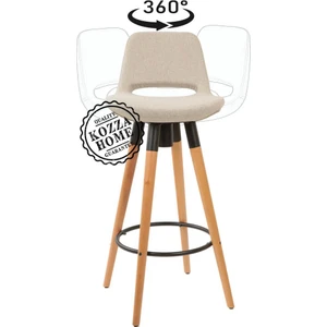 Kozza Home Retro 360 Döner Oturum Bar Sandalye Naturel - Keten - 65 cm