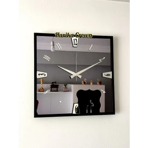 Harika Crown Gerçek Aynalı Dekoratif Duvar Saati (40 Cm)