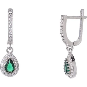 Damla Yeşil Zirkon Taşlı 925 Ayar Gümüş Kadın Küpe