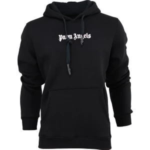 Erkek Kışlık Palm Premium Pamuklu Kumaş Üç Iplik Kapüşonlu Kanguru Cepli Sweatshirt Logolu Model Regular Fit