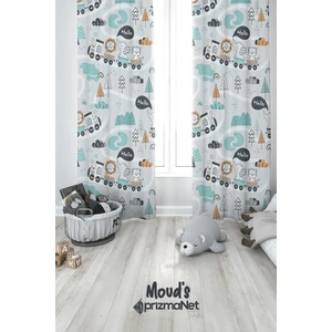 Oyuncak Tren Desenli Baskılı Çocuk ve Bebek Odası Fon Perdesi 2 Kanat - Prd-10