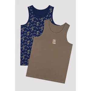 Erkek Çocuk Dinosour Crew Baskılı 2li Atlet Rahat Kesim Nefes Alabilir Özellikte