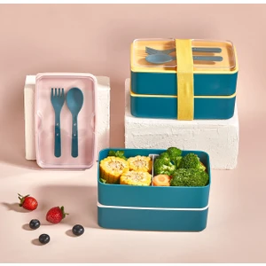 Eva Mia Dikdörtgen 2 Katlı Beslenme Kabı - Yemek Kabı - Saklama Kabı Lunch Box