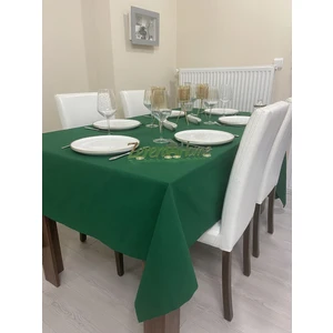 Zeren Home Sıvı Geçirmez Keten Dertsiz Masa Örtüsü Yılbaşı Yeşili + 12 Peçete