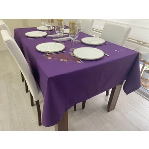 Zeren Home Sıvı Geçirmez Keten Dertsiz Masa Örtüsü Mor + 12 Peçete