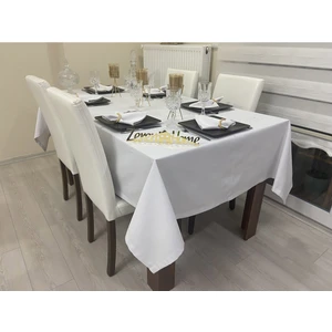 Zeren Home Sıvı Geçirmez Keten Dertsiz Masa Örtüsü Beyaz + 12 Peçete