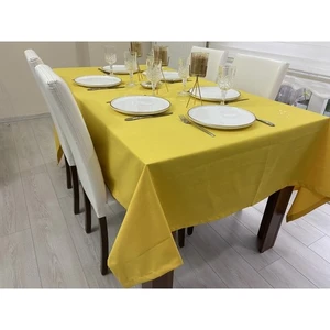 Zeren Home Sıvı Geçirmez Keten Dertsiz Masa Örtüsü Sarı