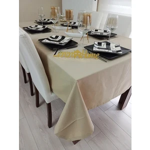 Zeren Home Sıvı Geçirmez Keten Dertsiz Masa Örtüsü Kapuçino + 12 Peçete