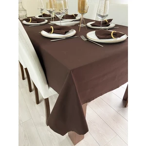 Zeren Home Sıvı Geçirmez Keten Dertsiz Masa Örtüsü Kahverengi + 12 Peçete