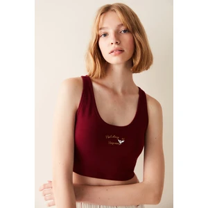 Çıkarılabilir Pedli Bordo Crop Atlet - Harry Potter Koleksiyonu