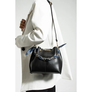 Nbi Bags Kadın Fularlı Zincir Aksesuarlı Yumuşak Deri 3 Bölmeli El Kol ve Omuz Çantası