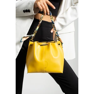 Nbi Bags Kadın Fularlı Zincir Aksesuarlı Yumuşak Deri 3 Bölmeli El Kol ve Omuz Çantası