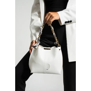 Nbi Bags Kadın Fularlı Zincir Aksesuarlı Yumuşak Deri 3 Bölmeli El Kol ve Omuz Çantası