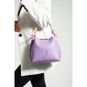 Nbi Bags Kadın Fularlı Zincir Aksesuarlı Yumuşak Deri 3 Bölmeli El Kol ve Omuz Çantası