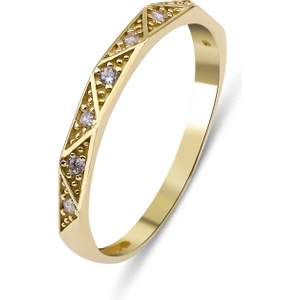 Kairos Jewelry 14 Ayar Altın Desenli Taşlı Retro Yüzük KRS096-14GRZ