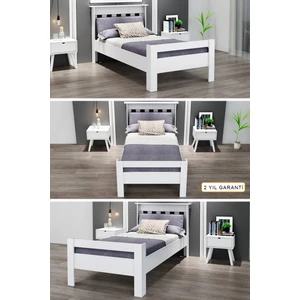 Still 100X200 Yatak Uyumlu Tek Kişilik Beyaz Mdf Karyola Msty-1