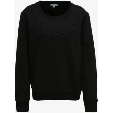 Discovery Expedition Siyah Kadın Bisiklet Yaka Nakışlı Sweatshirt