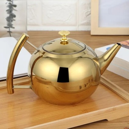 B Altın 1.5l 1/1.5/2l Çaydanlık Filtreli Altın Kalın Paslanmaz Çelik Su Isıtıcısı Otel Cezve Restoran Indüksiyon Ocak Çaydanlık (Yurt Dışından)