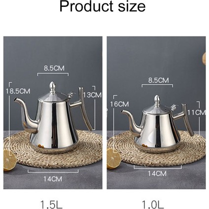 B Altın 1.5l 1/1.5/2l Çaydanlık Filtreli Altın Kalın Paslanmaz Çelik Su Isıtıcısı Otel Cezve Restoran Indüksiyon Ocak Çaydanlık (Yurt Dışından)