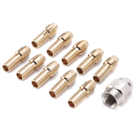 Grapety 11 Adet Pirinç Pens + Somun Seti 0.5-3.2mm Elektrikli Taşlama Dört Loblu Bakır Chuck 4.8mm Sap Çapı Döner Matkap Ucu Chuck Somun Aracı (Yurt Dışından)