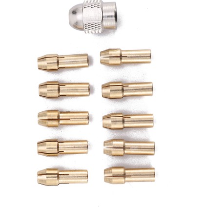 Grapety 11 Adet Pirinç Pens + Somun Seti 0.5-3.2mm Elektrikli Taşlama Dört Loblu Bakır Chuck 4.8mm Sap Çapı Döner Matkap Ucu Chuck Somun Aracı (Yurt Dışından)