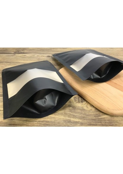 Siyah Kraft Pencereli Kilitli Doypack 18 x 29 cm 1000 Adet