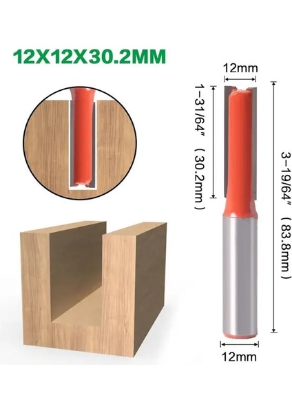 12X12X30.2MM 1 Adet 12MM Shank 2 Flüt Düz Uç Ağaç Işleme Araçları Yönlendirici Bit Ahşap Tungsten Karbür Parmak Freze Freze Kesicisi (Yurt Dışından)