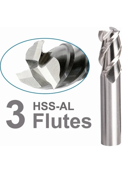 18MM Hss-Al 3 Kanallı Hss-Al Parmak Freze 2 3 4 Flüt Düz Şaftlı Cnc Metaltool Yüksek Hassasiyetli Çap 4mm 6mm 8mm 10MM 12MM 16MM 18MM 20MM 25MM (Yurt Dışından)
