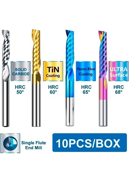3.175X2X10 10 Adet Ultra Kaplamalı Xcan Frezeler 10 Adet 2X8MM 3.175 Saplı Tek Flüt Spiral Freze Uçları Kesim Ahşap/plastik 1 Flüt Cnc Freze Kesici (Yurt Dışından) modelleri