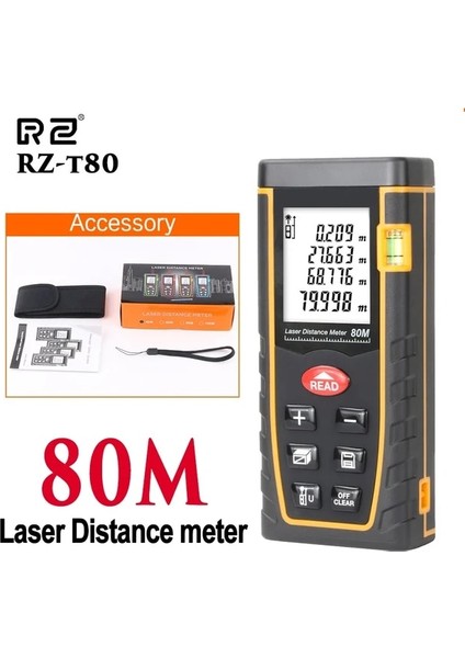 RZ-T80 80M Sndway Lazer Mesafe Ölçer Dijital Lazer Mesafe Bulucu Eğim Fonksiyonu Elektronik Bant Mesafe Cetveli Sensörü Lazer Mesafe Ölçer (Yurt Dışından)