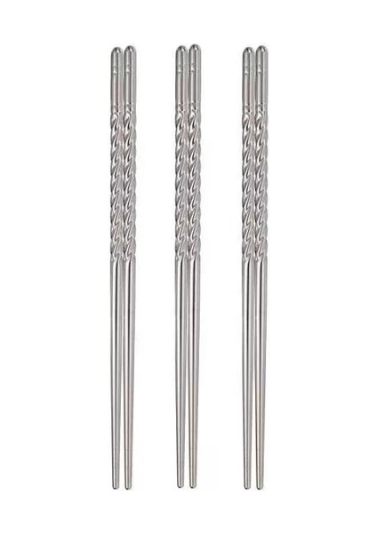 3 Pairs 2/3/4/5 Pairs Yeniden Kullanılabilir Suşi Çubuklarını Seti Kaymaz Paslanmaz Çelik Çubuk Kore Japon Gıda Çin Metal Çubuklarını (Yurt Dışından)