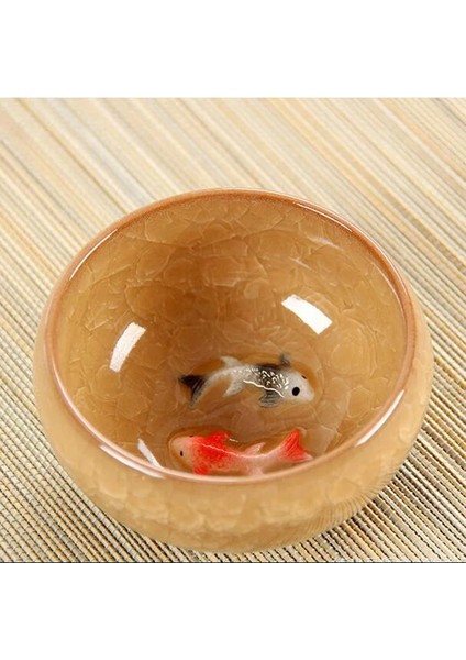 Pembe 60 ml Çin Buz Crackle Sır Seramik Çay Fincanları Anaglyph 3D Koi Balık Sanat Fincan Tek Çay Renkli Sazan Balığı Porselen Tazza 1 Adet 60 ml (Yurt Dışından)