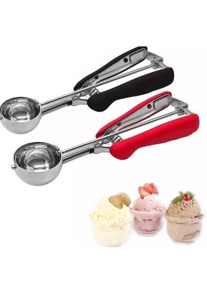 Balck Seti 3 Adet Kurabiye Kepçesi Dondurma Kepçe ile Tetik Serbest Bırakma Anti Kayma Paslanmaz Çelik Kurabiye Hamuru Kepçe Ev Mutfak Aksesuarları (Yurt Dışından) modelleri