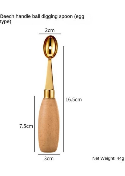 04 Ahşap Saplı Meyve Topu Kazıcı Havalandırma Deliği 304 Paslanmaz Çelik Karpuz Kaşık Aracı Modern Minimalist Oyma Bıçağı (Yurt Dışından)